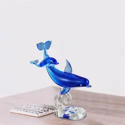 Crystal Dolphin Ornament The Gift Figurine Desktop Home Decor Fish Tank Crafts Small Glass Dolphin Statue Adornment Supplies