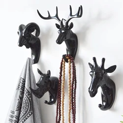 1PCs Wall Hanging Hook Deer Antlers Wall Coat Rack For Clothes Self Adhesive Display Racks Key Hanger Horns Hangers Black Gold