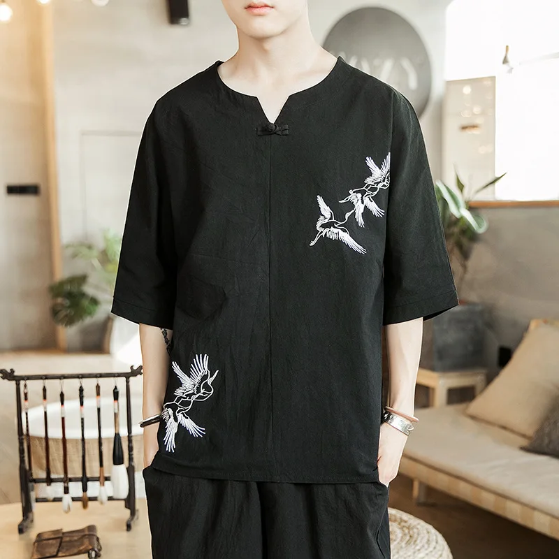 Japanese Men Cardigan Kimono Traditional Japanese Samurai Clothing Streetwear Yukata Male Shirt Haori Mens Kimono Shirt Flax Top