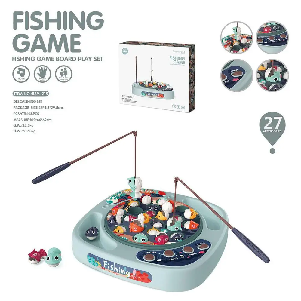 Kids Educational Fishing Game Cartoon Fun Fishing Toys Magnetic Fish Game Puzzle Board Game Toys For Boys Girls 3 4 5 Year Old