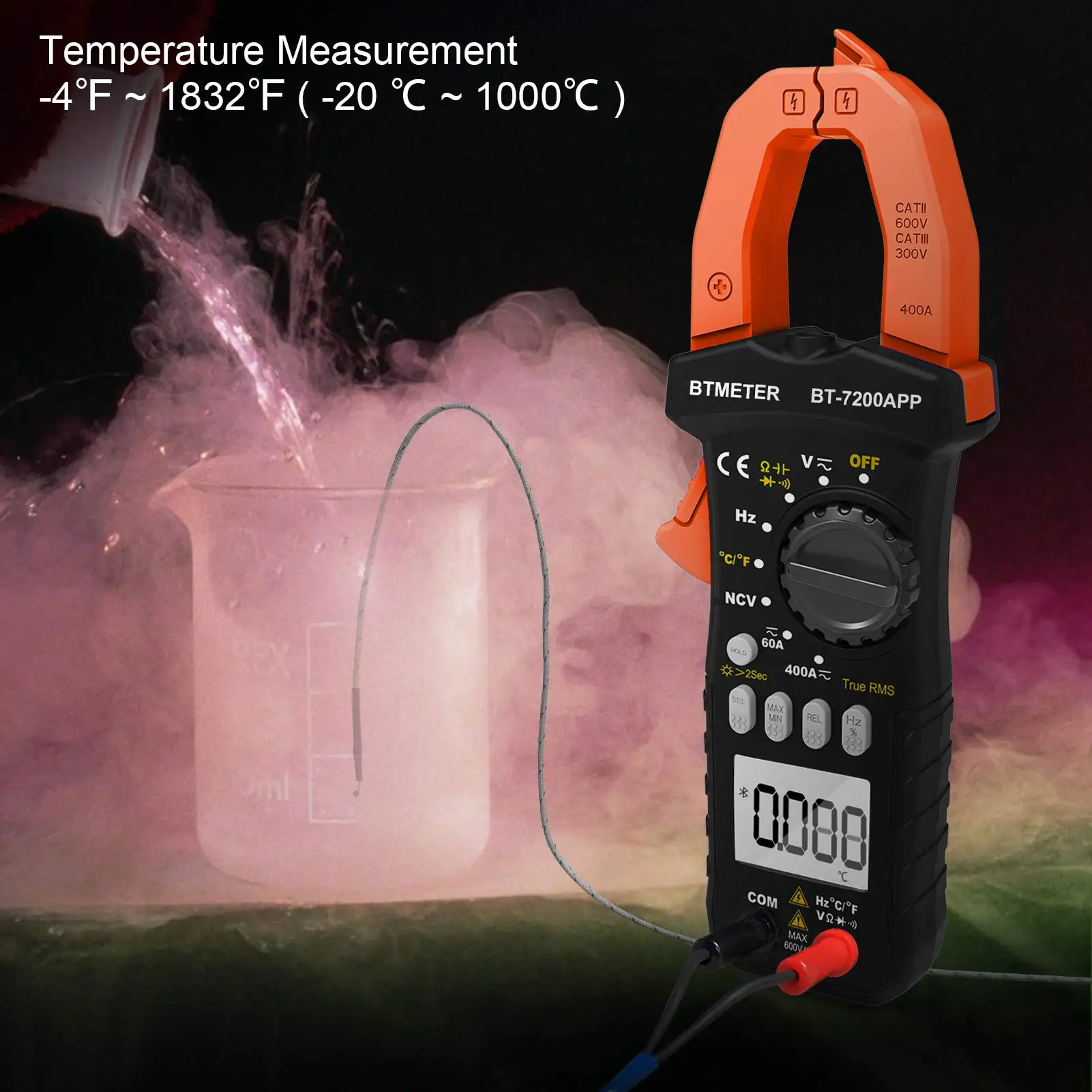 Imagem -05 - Trms 6000 Que Conta o Multímetro da Braçadeira Amperímetro da Braçadeira de Bluetooth para a Frequência Atual do Capacitor do Resistor da Tensão da C.a. dc Bt7200app