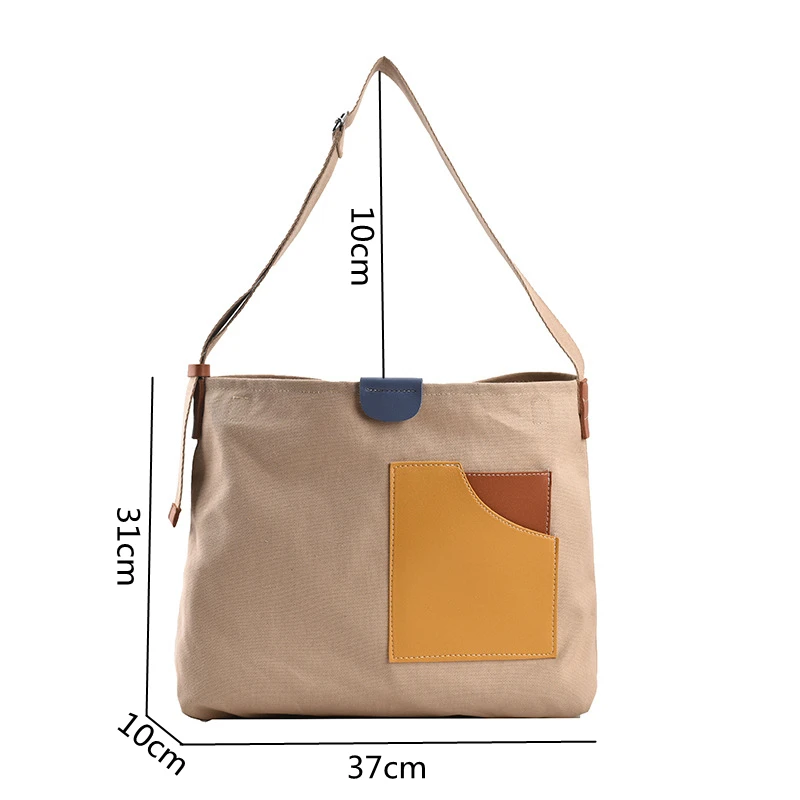 Large Capacity Canvas Tote Bags for Women 2021 New Contrast Color Bucket Travel Bag Simple Fashion Girl\'s Shopper Shoulder Totes