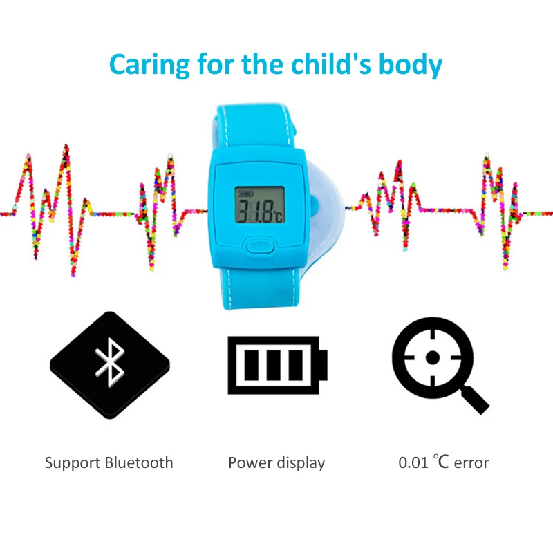 New LCD Bluetooth Children Kids Thermometer Digital Fever Thermometer Intelligent Watch Thermometer Reminder Baby Health Care