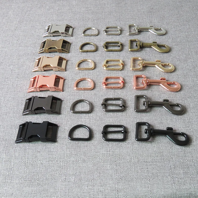 100 sets 25mm Metal hardware D ring belt straps slider side release buckle spring hook for dog collar leash harness accessories