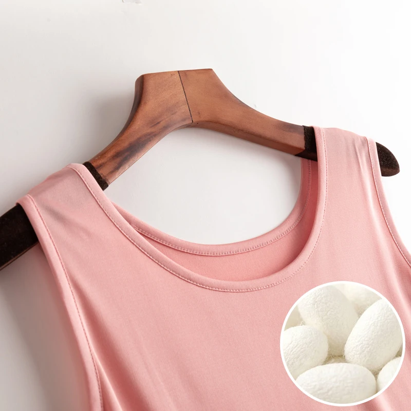 50% Pure Silk Tank top undershirt women sleeveless top shirt vest camisoles summer bottoming mujer