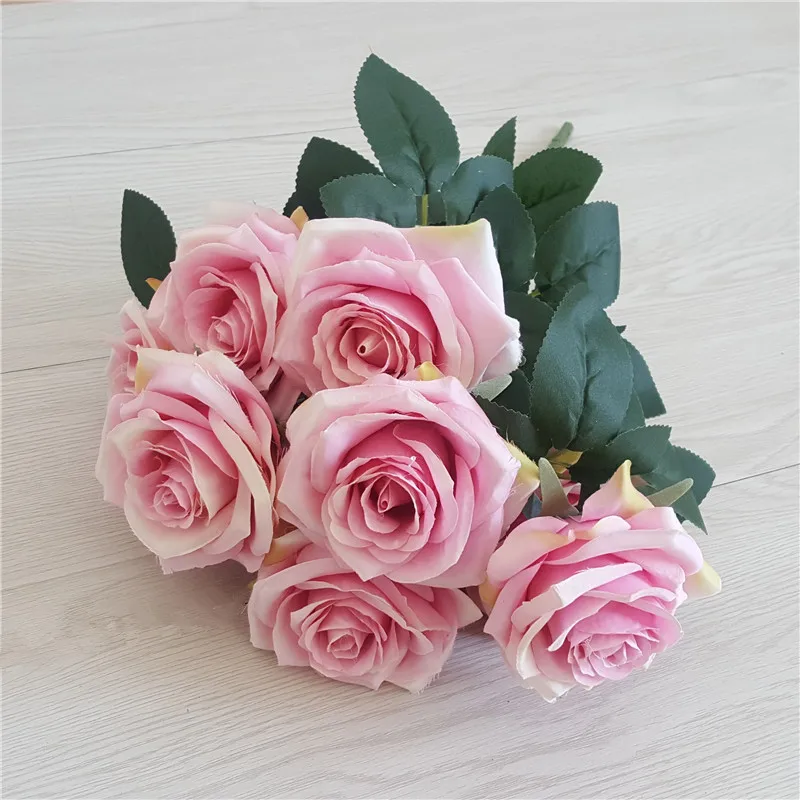 

Artificial Rose Flowers Bouquet, Fake Roses, Hand Holding Flowers, Wedding Decoration, Home Accessories, 10 Heads