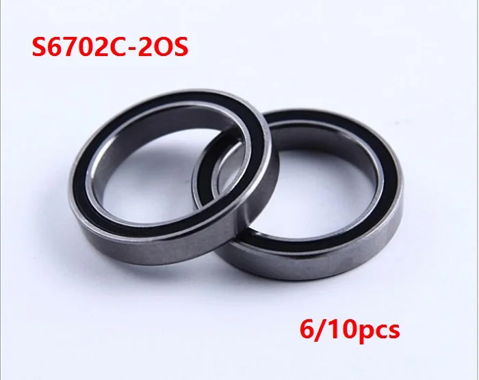 

6/10pcs S6702C-2OS 15x21x4mm ABEC-5 Stainless Steel hybrid Si3N4 ceramic ball bearings Bicycle Bearing