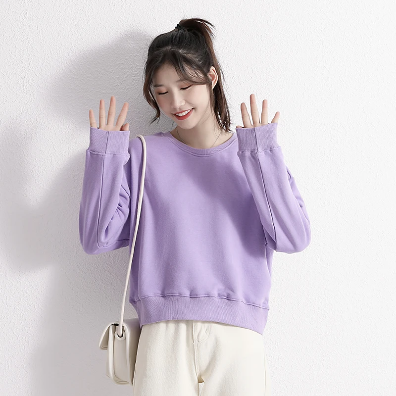 

2022 Sweatshirt Women spring Tops Fashion Sweatshirt Autumn Casual Pullover purple Long sleeve Sweatshirt women