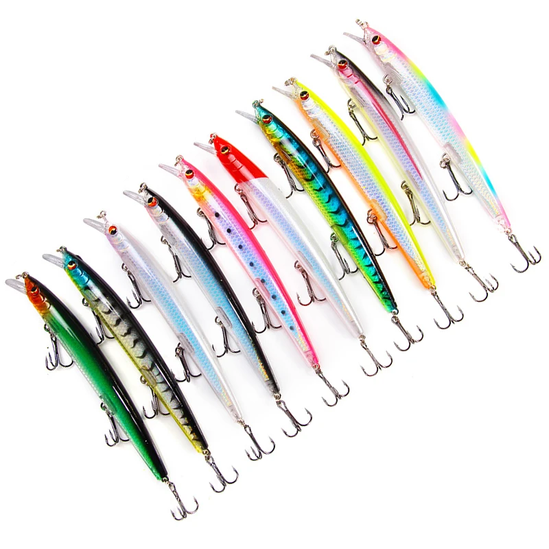 135Mm 14.5G Minnow Visaas Laserduiken 0.5-1M Zeevissen Baars Kunstmatig Hard Aas Snoeklaas Treble Haak Wobbler Tackle