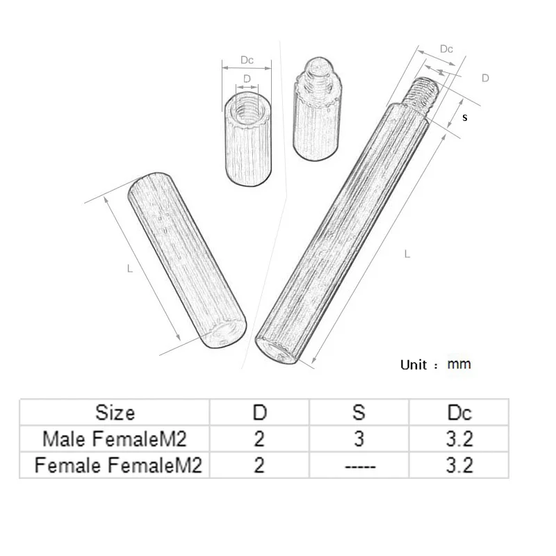 20 pz M2 lunghezza 3mm - 40mm maschio a femmina ottone tondo distanziatore distanziatore PCB distanziatore pilastro scheda madre distanziatore filetto 3mm