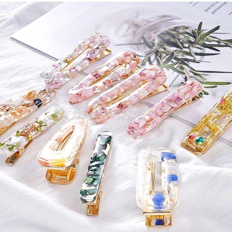 Crystal Epoxy Resin Mold Hair Clip Barrette Casting Silicone Mould DIY Crafts Jewelry Hairpin Making Tools Drop Shipping