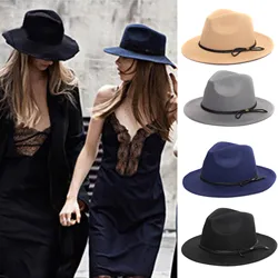 Stylish Retro Top Hat Crushable Wool Felt Hats Wide Brim Belt Cap for Women Men 2023 New Classic Felt Jazz Top Hat Big Brim