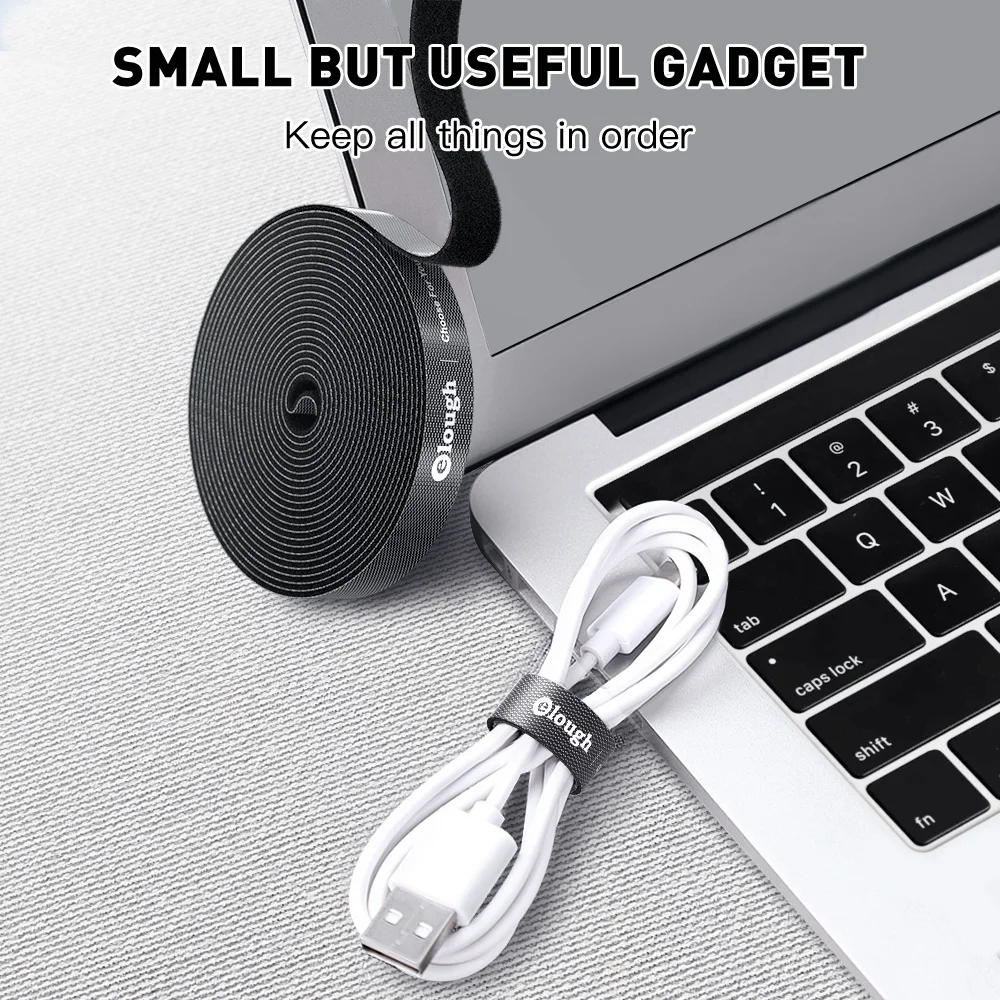 Elough USB Cable Winder Cable Organizer Ties Mouse Wire Earphone Holder HDMI Cord Free Cut Management Phone Hoop Tape Protector