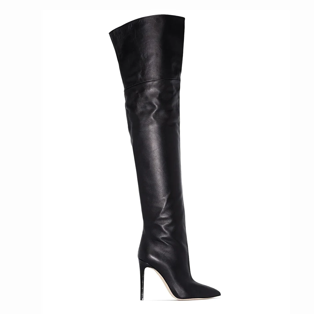 Pointed Toe Black Winter Boots for Women Stiletto High Heel Over the Knee Boots Plus Size Long Boot 2024 Ladies Thigh High Shoes