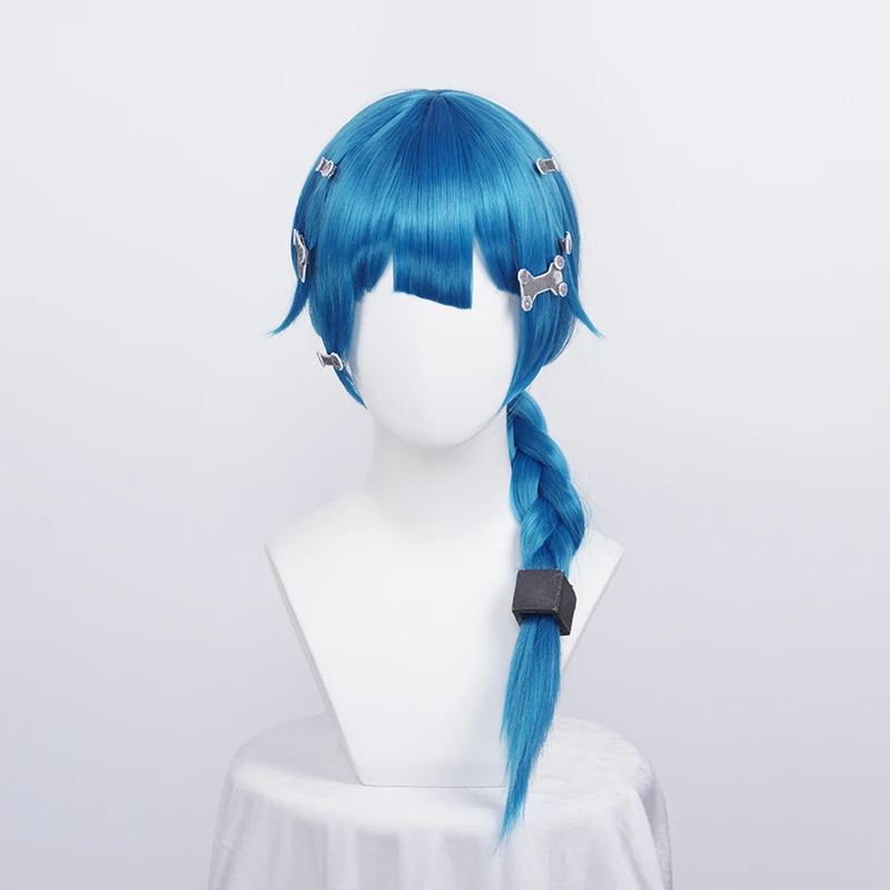 Arcane Jinx Cosplay Wigs Game LOL Arcane Jinx Cosplay Blue Heat Resistant Synthetic Hair Jinx Juvenile And Junior Woman Hair Wig