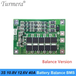 Balance BMS 3S 40A bateria litowa 18650 21700 26650 płyta ochronna 10.8V 12.6V dla wiertło do wkrętarki i reflektor użyj Turmera