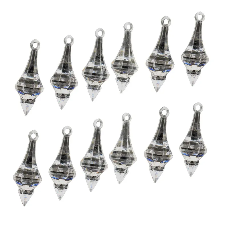 6/12pcs Clear Acrylic Hanging Diamond Beads For wedding chandelier party craft Home DIY Decoration Crystal Pendant 17 x 46mm