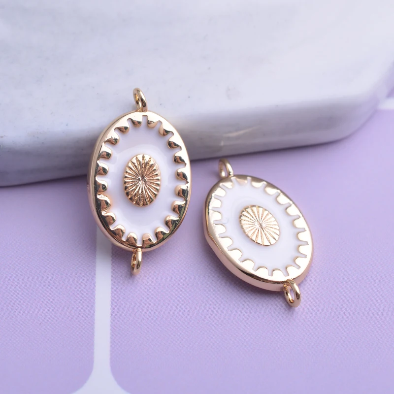 12 Stück 9*17mm Hochwertige Goldfarbene Verbindungsstücke aus emailliertem Kupfer in Ellipsenform für die Herstellung von DIY-Schmuck, Armbändern und Ohrringen – Detail 6