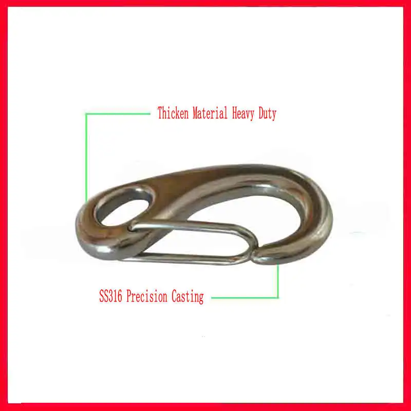 10PCS Marine Grade AISI316 Stainless Steel Egg Shape Spring Snap Hook Clip Quick Link Carabiner Eye Shackle Lobster Buckle