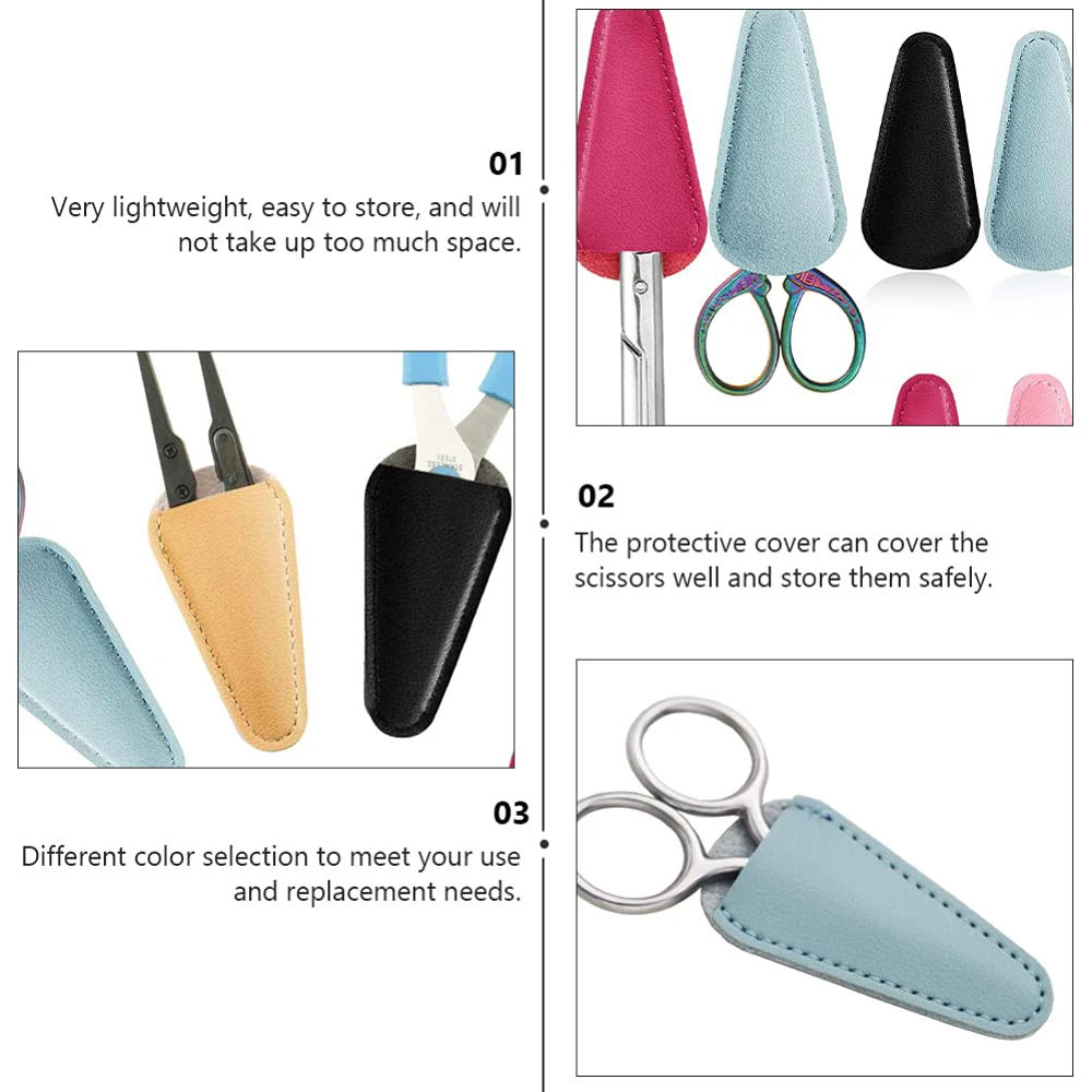 5PCS Scissors Sheath Safety Leather Scissors Cover Protector Colorful Sewing Scissor Sheath for Embroidery Sewing Accessories