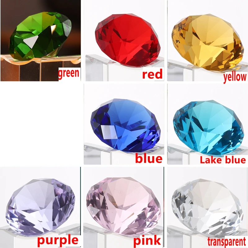 8 Colors Crystal Paperweight Faceted Cut Glass Giant Diamond Jewelry Home Decor Crafts
