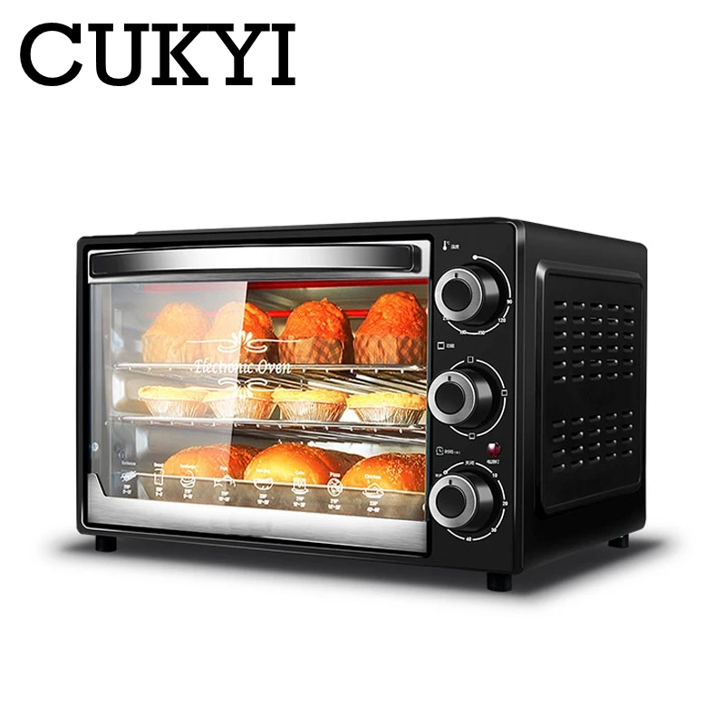 CUKYI 32L mini automatic electric oven multifunction baking machine 1500W three-layers cake pizza oven kitchen cooking tools EU