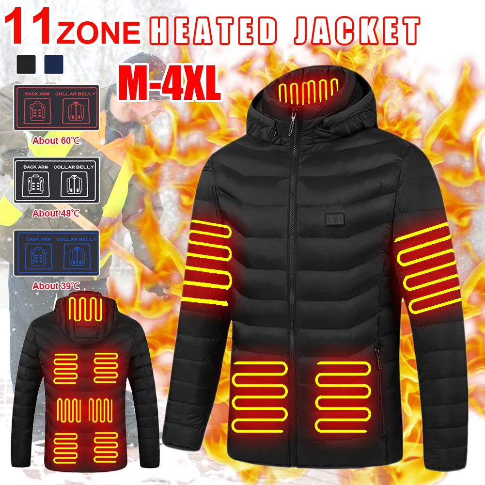 15 Areas Heated Jacket USB Men's Women's Winter Outdoor Electric Heating Jackets Warm Sports Thermal Coat Clothing Heatable Vest