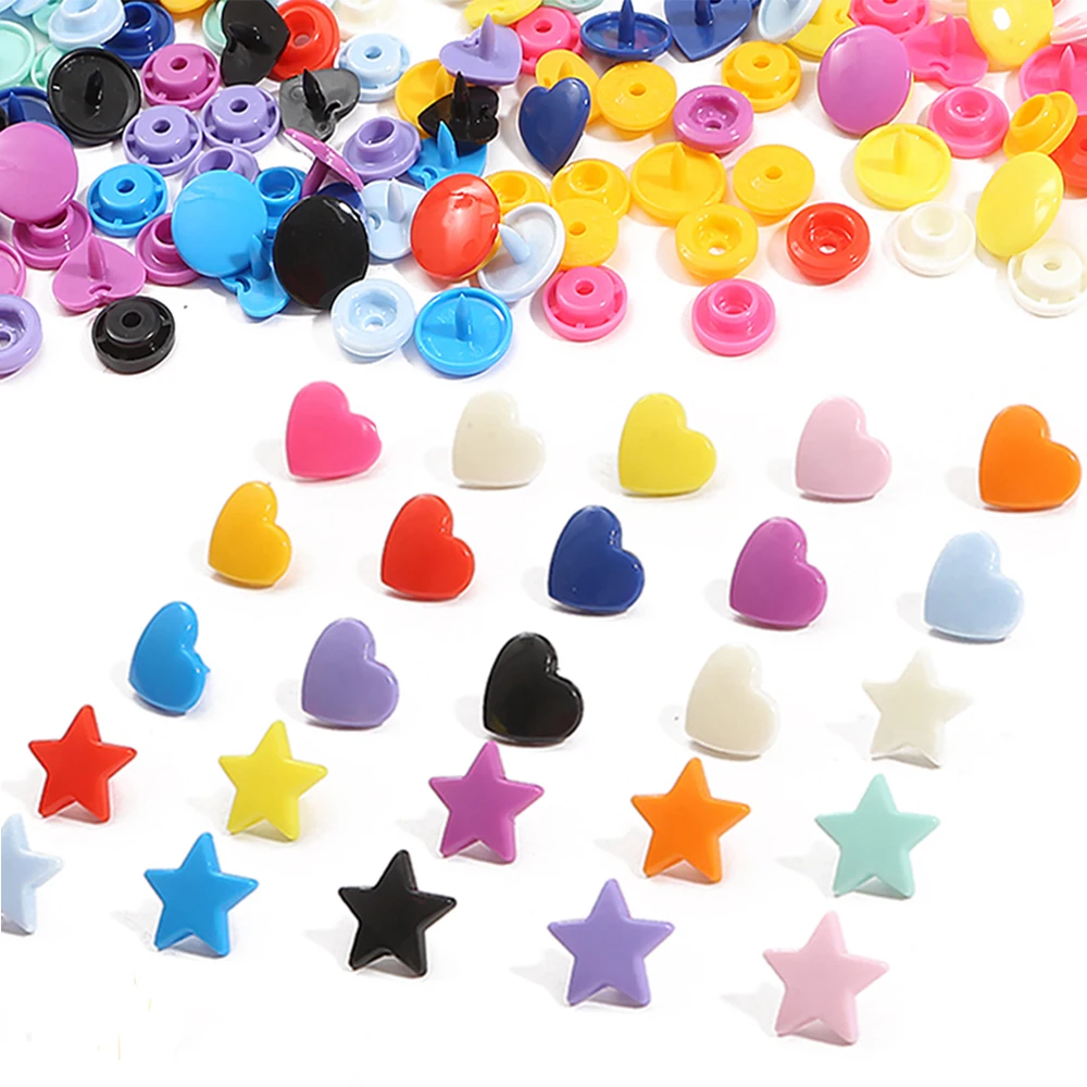 10/20 ensembles coeur/étoile en forme de T5 en plastique bouton pression attache boutons à pression pour bébé vêtements Clips boutons accessoires de vêtement