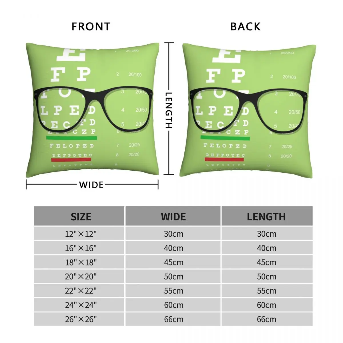 Eyeglasses Chart Pillowcase Polyester Linen Velvet Printed Zip Decor Throw Pillow Case Home Cushion Cover