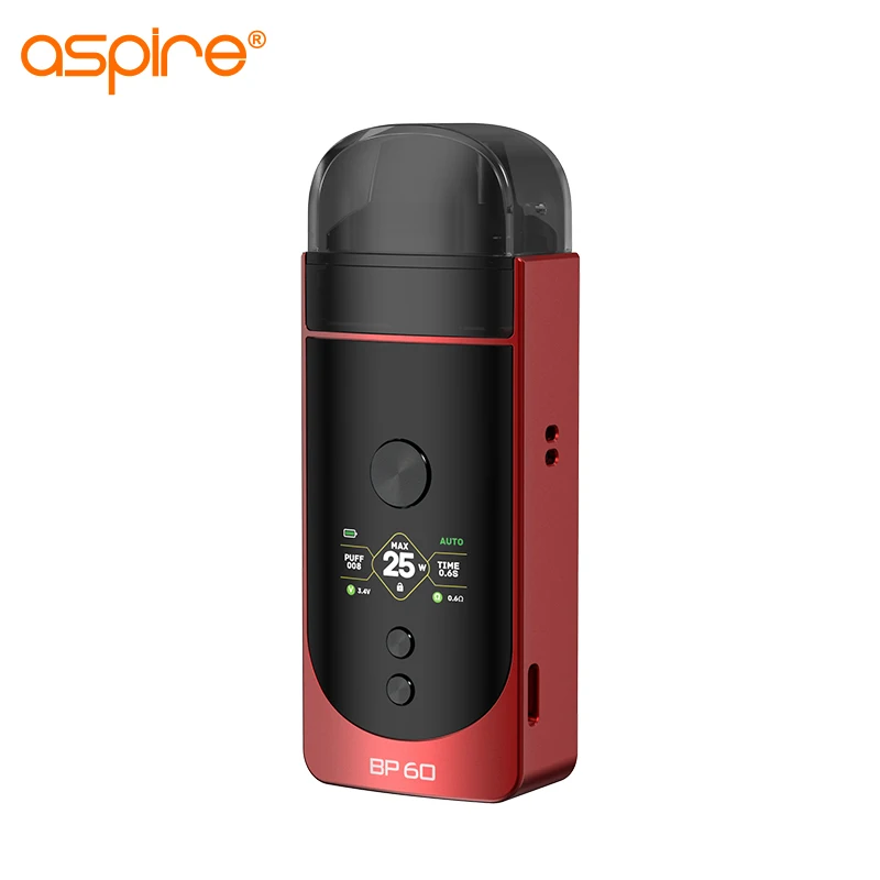 Original Aspire Vape BP60 Kit Electronic Cigarette Mod Battery 1400mAh Ecig Pod System Set Mesh Coil 0.3/0.6/1.0ohm E-Cigarette