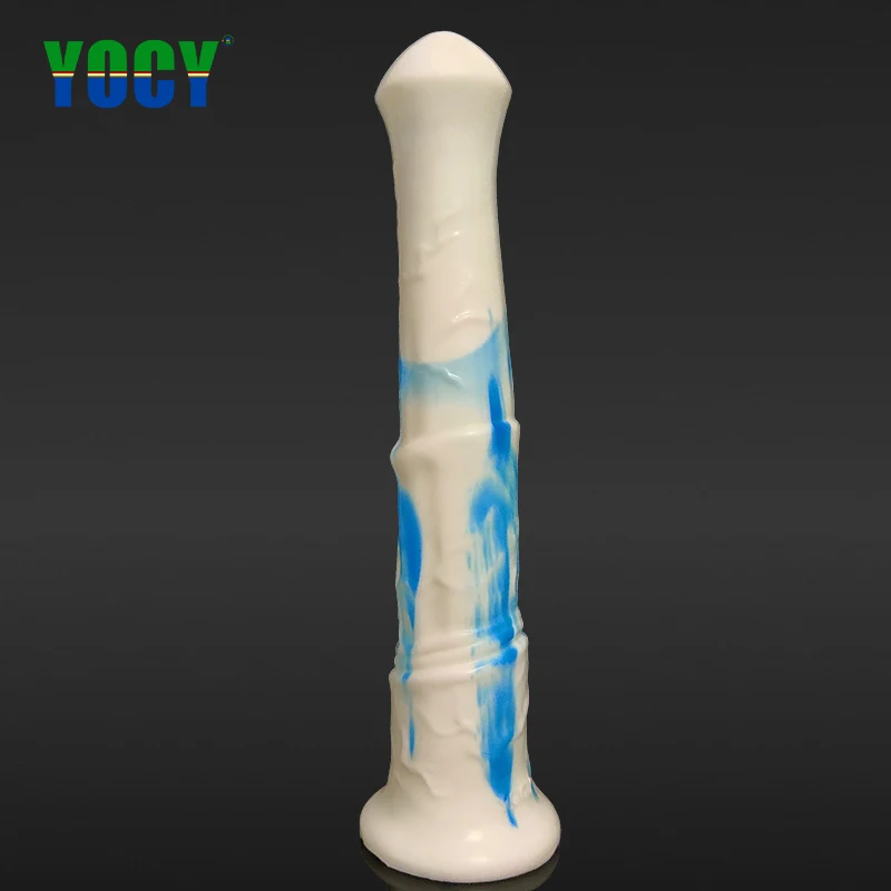 YOCY Realistic Horse Dildo Long Stimulator Aniaml Fake Penis Silicone Colorful Butt Plug Sucker Dildos Couples Toys Masturbation