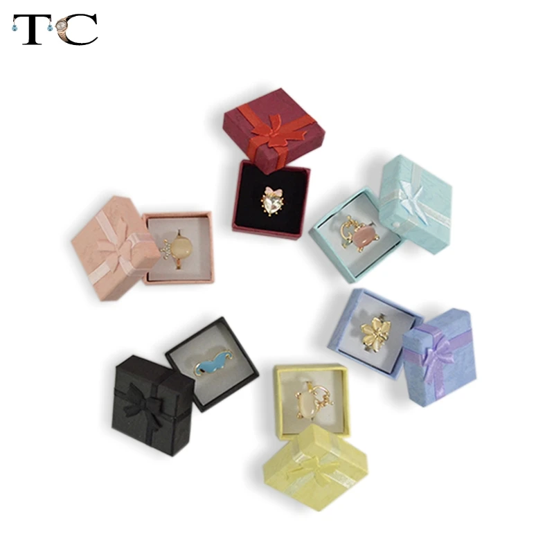 New 1PC 4*4cm High Quality Jewelry Organizer Box Rings Storage Box Small Gift Box For Rings Earrings 9Colors