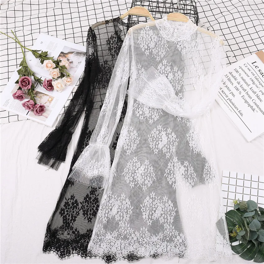 2019 ใหม่แฟชั่นฤดูใบไม้ร่วงผู้หญิง Hollow Out Lace เสื้อคอเต่าตาข่ายเสื้อสุภาพสตรี Tops Pullovers สั้น Bottomings 907