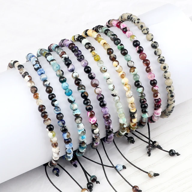 96159-a0a08b.jpg Adjustable 4mm Chakra Beads Bracelet Mini Natural Stone Agats Lava Tiger Eye Beaded Bracelets & Bangles Women Men Gift Jewelry