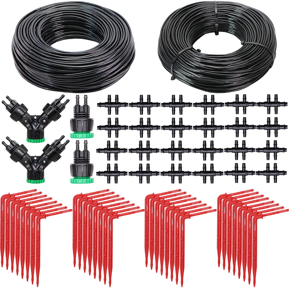 

Greenhouse Red Elbow Emitter Automatic Drip System 4/7 to 3/5mm Hose Garden Watering Irrigation Kit for Home Bonsai Plants
