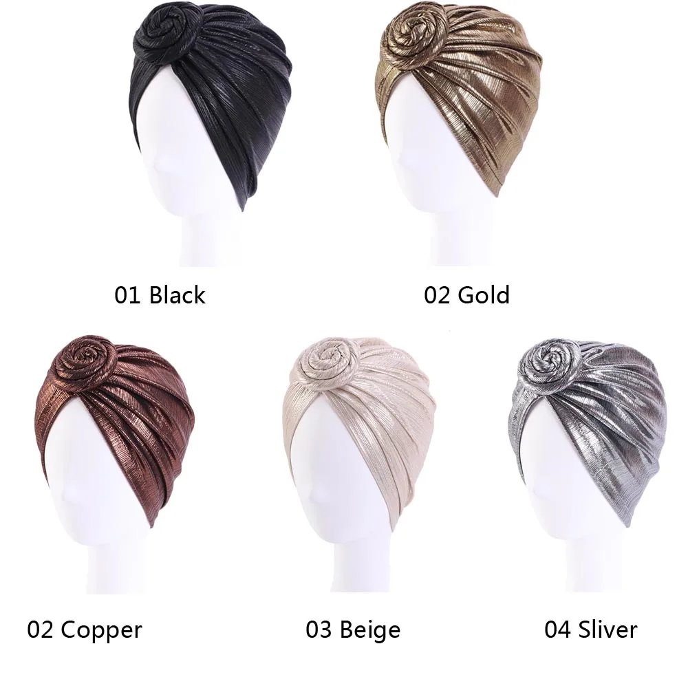 Glitter Women Muslim Cancer Underscarf Bonnet Turban Hair Loss Cover Chemo Cap Headwrap Arab Hat Beanie Headwear Skullies Fashio