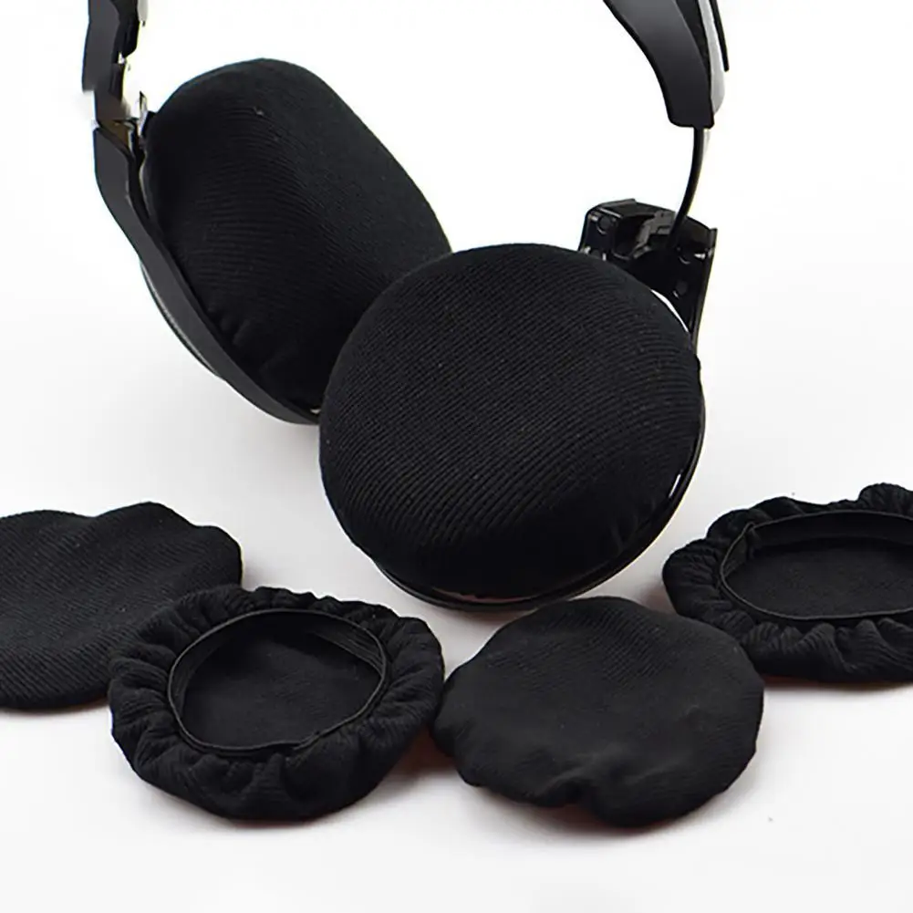 Ear Cushion Cover Washable Fabric Ear Pad Cover Black Dustproof  Necessary Knitted Headset Dust Protector