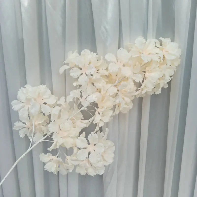 Meldel DIY Bouquet Artificial Silk Flower Cherry Blossoms 85cm White Branch Drifting Snow Sakura Wedding Arch Decor Fake Flowers