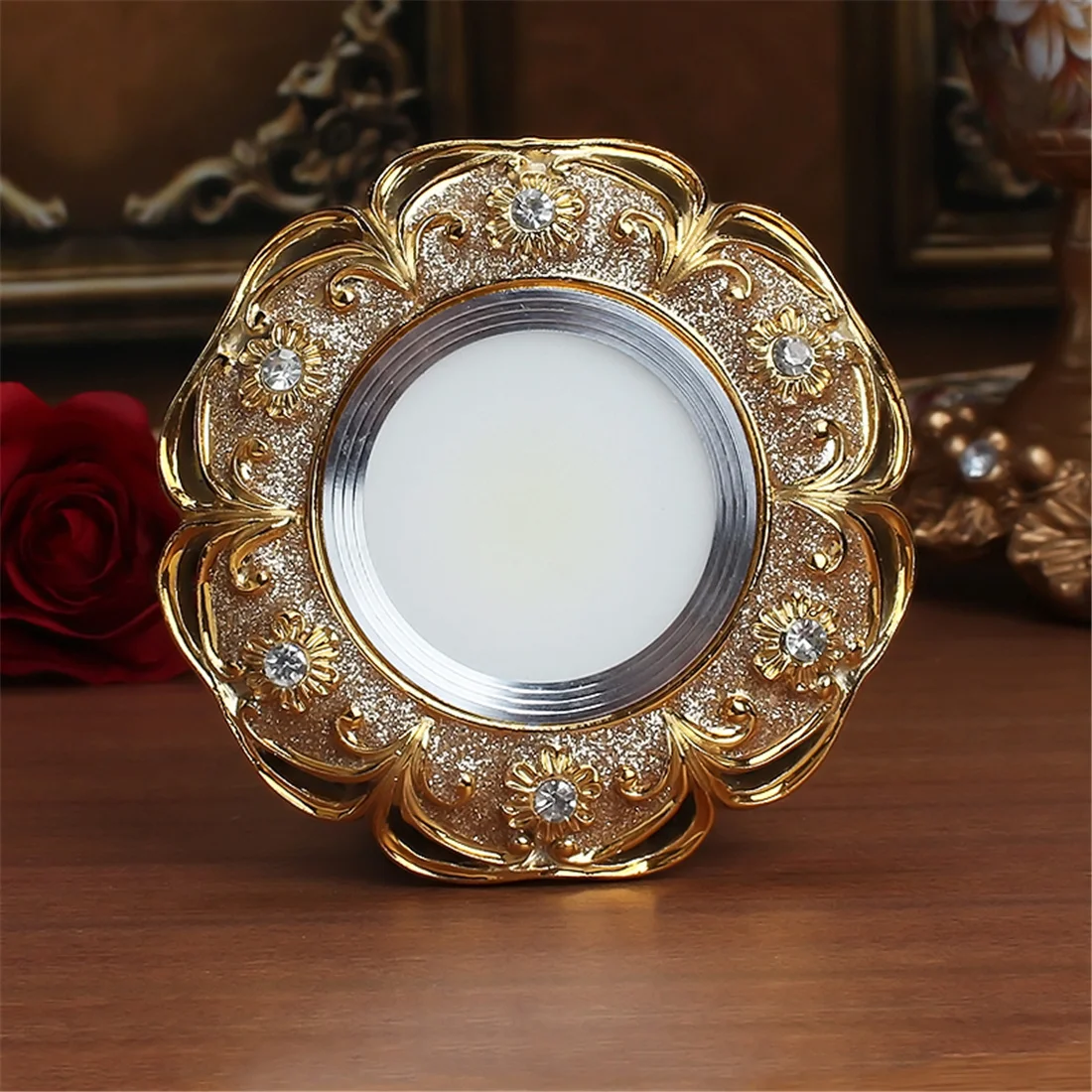 Nordic Luxury Gold White Inlaid Crystal Resin Led Downlight 3W 5W 220V 8Cm Hole Corridor Bathroom Restaurant Spot Recessed Lamp