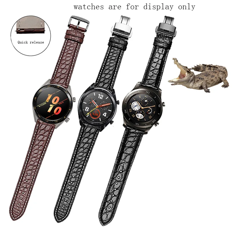 PEIYI High Quality Crocodile Leather strap 22mm black brown bracelet for H-u-a-wei watchGT / GT2 Pro  men and women watch chain