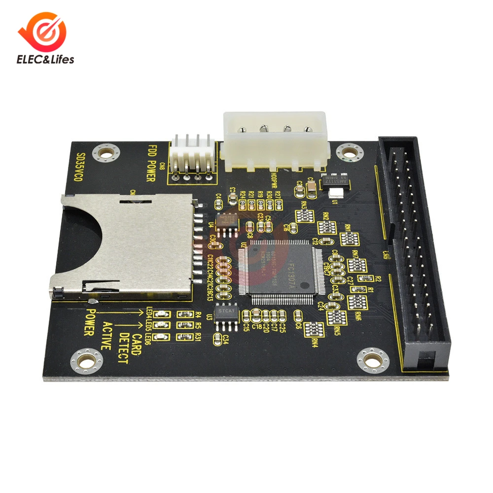 5V SD Card module To IDE3.5 40 Pin Disk Drive Adapter Board Riser Card Capacity Supports Up To 128GB SDXD Card 1309 Chip ATA IDE