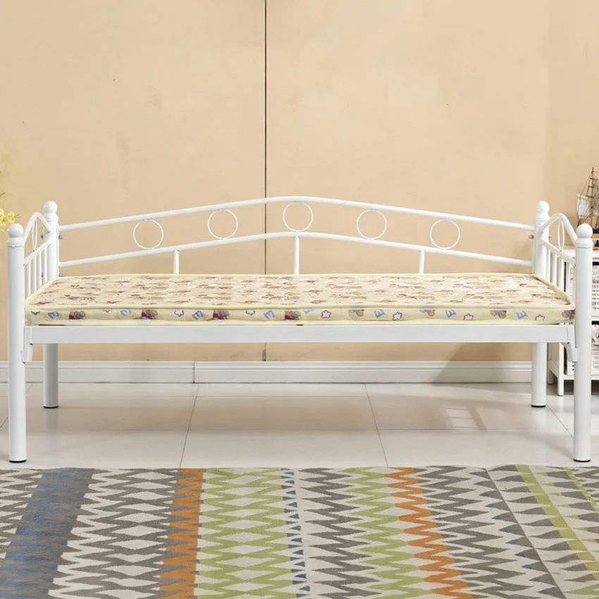 Iron Bed 170×60/70/80/90CM Single Simple Lunch Nap Dormitory Bedroom Teenage Children Adult Bed Frame With Guardrail Mattress