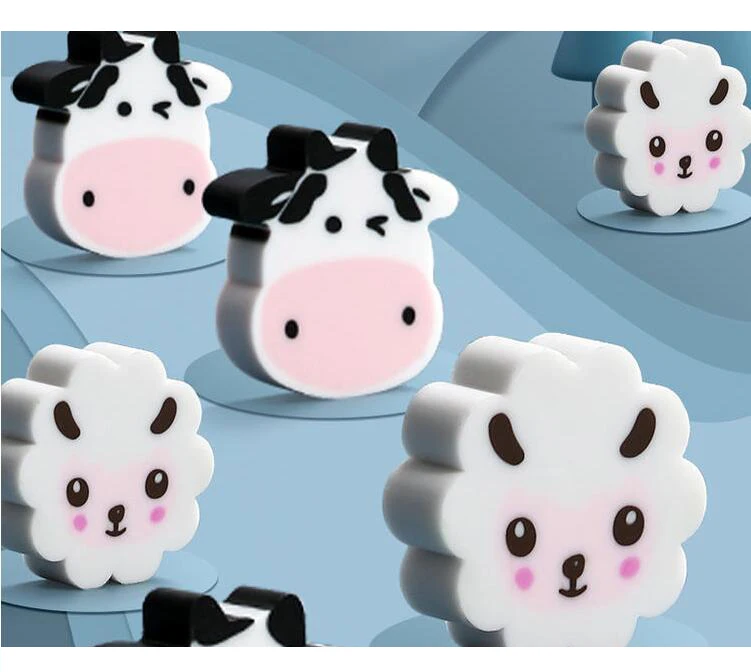 20pcs/box Creative Rubbers Cow Sheep Animal Style Erasers for School Supplies Kids Gift Stationery (ss-824)