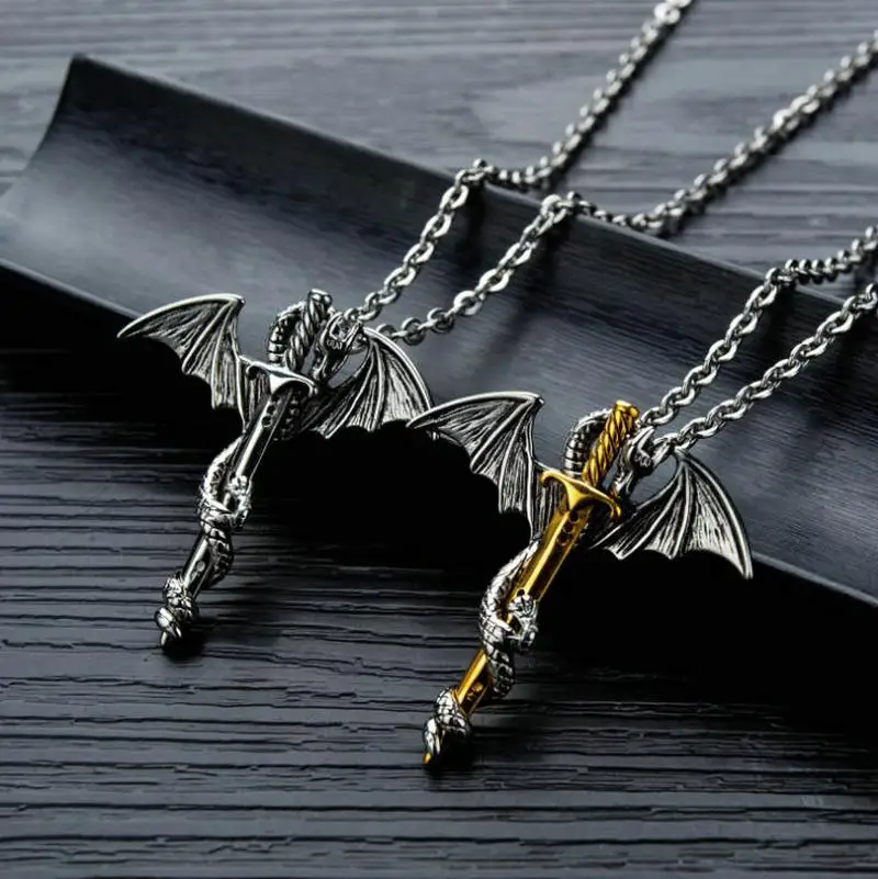 Men's stainless steel pendant      Dragon Sword Pendant    Flying Dragon Pendant