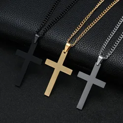 Vintage Gothic Pendant Cross Necklace Cool Street Style Punk Jewelry For Men Women Black Chain Accessories On the Neck Gift