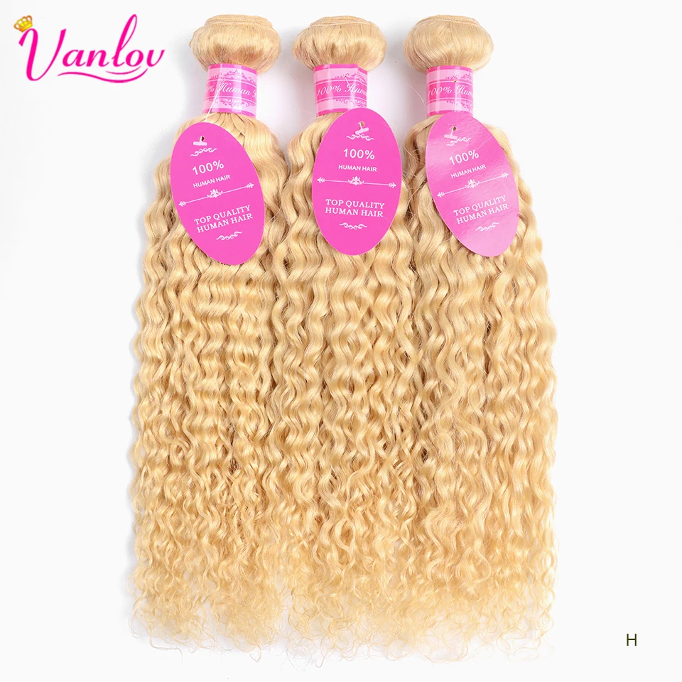 Vanlov Blonde Human Hair Bundles Water Wave 100% Human Hair Bundles Weave Brazilian Hair Weave Bundles 3pc/lot Remy Human Hair