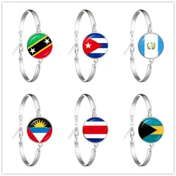 Guatemala,Bahamas,Cuba,Costa Rica,The Federation of Saint Kitts and Nevis,Antigua and Barbuda National Flag Glass Chain Bracelet