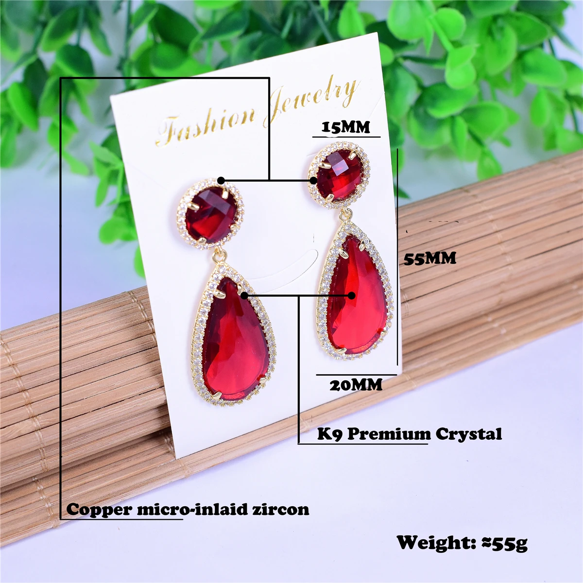 Vintage Gold Color Green Crystal Earrings for Women Wedding Party Waterdrop Statement Indian Jewelry Trendy Drop Earrings Gift