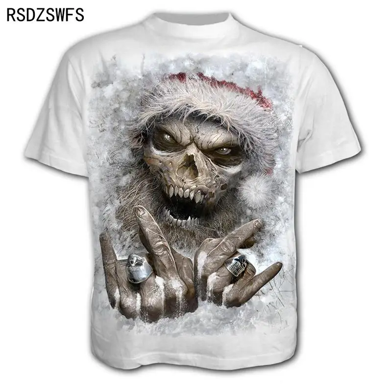 New Scary Skull Men\'s T-Shirts Men\'s Punk 3D Shirts Summer Fashion Tops O-neck t-shirt Boys Clothing Streetwear Size XXS-5XL