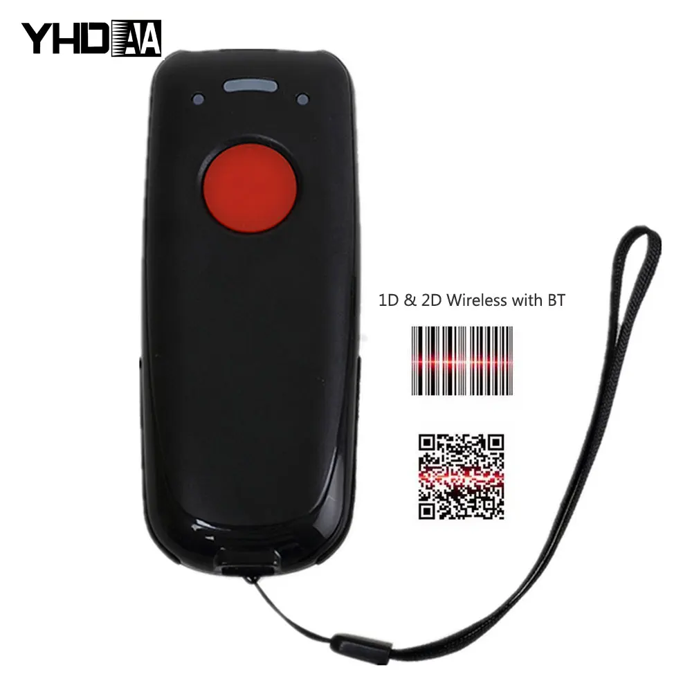 1D/2D Barcode Scanner BT Mini QR Bar Code Reader Handheld Wireless Scanner for IOS Android Smart Phone Tablet Wireless + USB